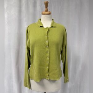 Hillard & Hanson Green Button-Front Women's Top Cardigan Size XL